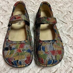 Alegria Mary Jane Multicolored Artsy Boho Clogs Size 8